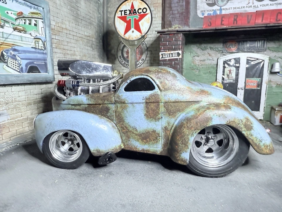 Muscle Machines '41 Willys Coupe 1:18 Scale Diecast Rat Rod Rusty Weathered - Image 4 of 4