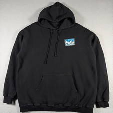 Billabong Black Graphic Hoodie Waves Logo Mens Size Large Sweatshirt Surf