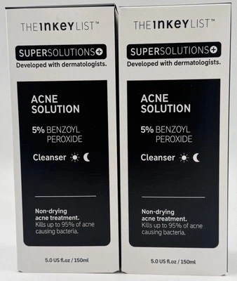 THR INKEY LIST 2x The Inkey List Acne Solution 5% Benzoyl Peroxide Cleanser 150ml