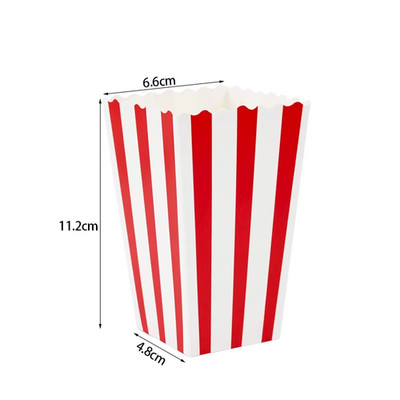 10Pcs Popcorn Paper Boxes Buckets Red White Stripes Bags Snack Containers for Mo