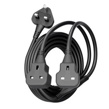 Double Socket Extension Lead Outdoor 5m Power Cable Black 2 Way 5m,