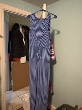 Tahari Women's Sleeveless Dress New With Tags Blue And White Stripe Size L