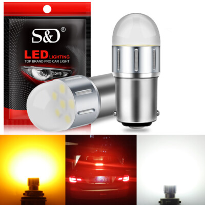 2Pcs 1142 1076 BA15D 3030 6 LED Car Caravan Boat Truck Turn Signal Light Bulbs