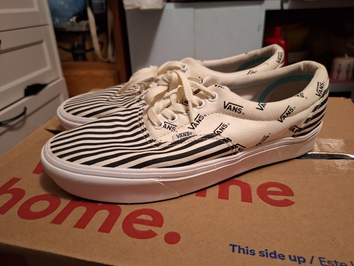 Vans ComfyCush Era Black White Striped Marshmallow Shoes Men's 9.5