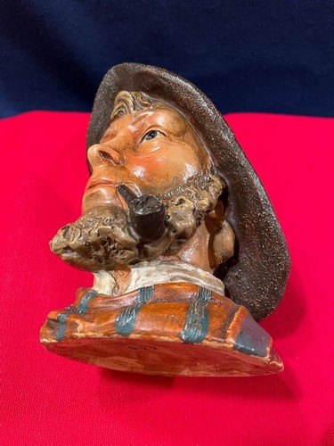 ANTIQUE PETITE AUSTRIA POTTERY TOBACCO JAR HUMIDOR HANDSOME FISHERMAN SGND BU - Picture 5 of 8