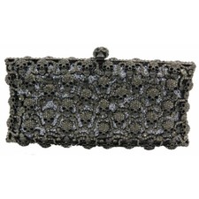 Calavera Lujo Bolso de Noche Cristal Monedero sin asas Noche Fiesta Monedero Gris