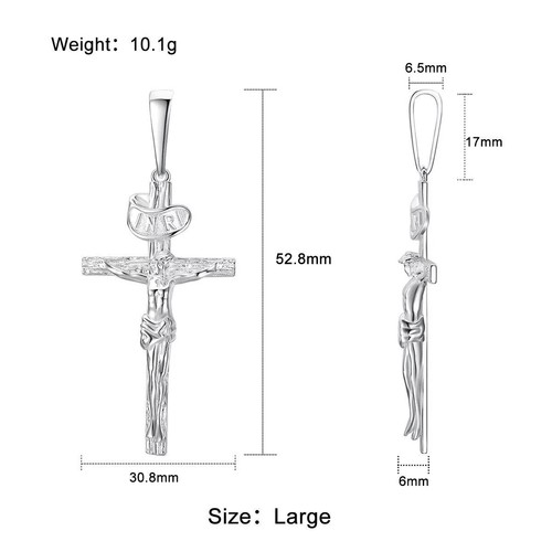 Men's Women's S925 Sterling Silver Cross Jesus Piece Crucifix Pendant Necklace - Picture 6 of 13