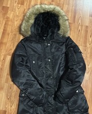 Jennifer Lopez Black Full Zip Faux Fur Trimmed Collar Coat - Size M