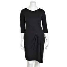 *SALE* David Meister Black Waterfall Knit Sheath Dress w 3/4 Length Sleeves sz 8