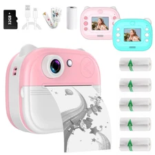 Kids Instant Print Camera Mini Thermal Printer 1080P HD Camera Christmas Gifts