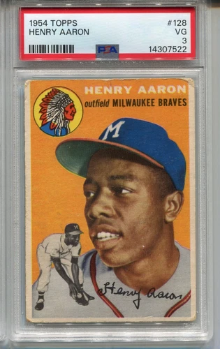 1954 Topps Henry Hank Aaron Rookie Card RC Graded PSA 3 Baseball #128