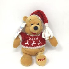 VTG 1999 Disney Winter Sweater Winnie the Pooh Bear Red Knit Hat Plush Bean Bag