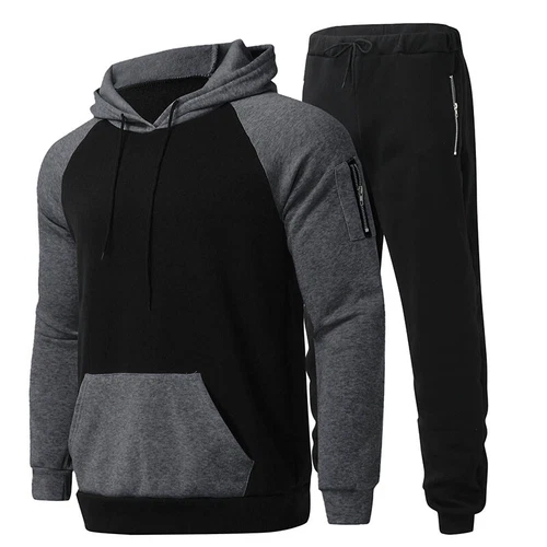 Felpe uomo 2 pezzi felpa con cappuccio set tuta pantaloni casual jogging tute sportive - Foto 9 di 21