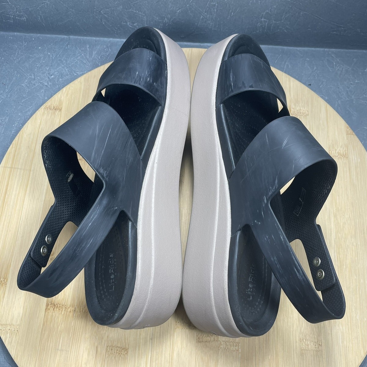 Crocs Brooklyn Low Wedge Platform Sandal Black Mushroom Womens 11