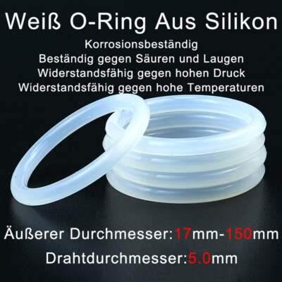 Lebensmittelqualität Silikonkautschuk O-Ring Gummi Dichtung Dichtring 17mm~150mm