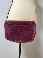 VTG Velvet Small Purse Paisley 90s Red Blue Purple Zipper Pocket Alt Fairy