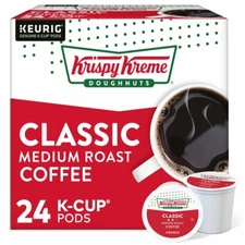 Krispy Kreme Classic Coffee Keurig Single Serve K-Cup Pods Medium Roast, 24 Ct
