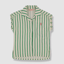 114 The Animals Observatory Kid's Beige Striped Cotton Shirt Size 8Y