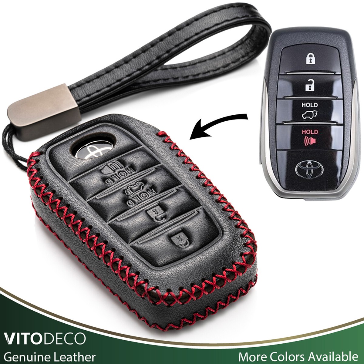 Vitodeco 4-Button Leather Key Fob Case for 2026 Toyota Land