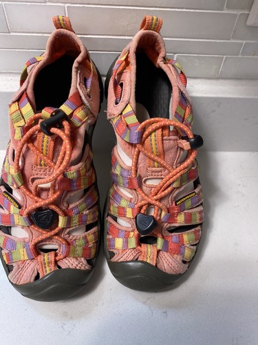 KEEN - Orange Striped Raya Newport Water Sport Waterproof Sandals Girls Size 1 - Picture 2 of 6