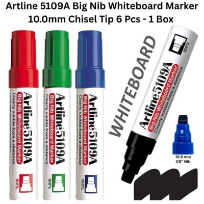 Artline 5109A Big Nib Whiteboard Marker 10.0mm Chisel Tip 6 Pcs - 1 Box