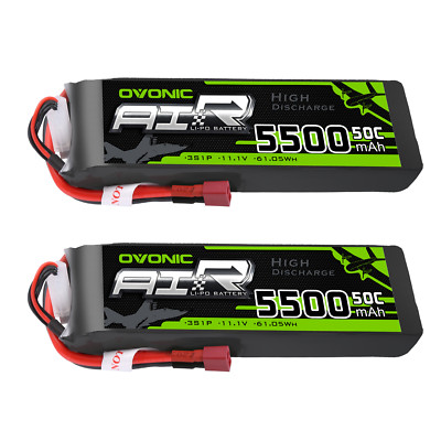 2X OVONIC 11.1V 50C 5500mAh 3S Lipo Akku mit T-Stecker für RC Auto LKW Jet Heli