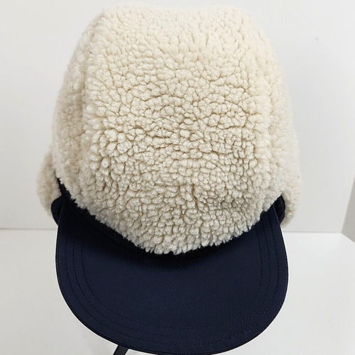 Lands End Squall Sherpa Lined Hat Sz S/M Blue Ear Flap Trapper Nylon Waterproof - Picture 11 of 15