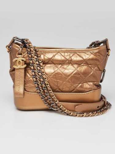 Chanel Bronze Quilted Leather Small Gabrielle Hobo