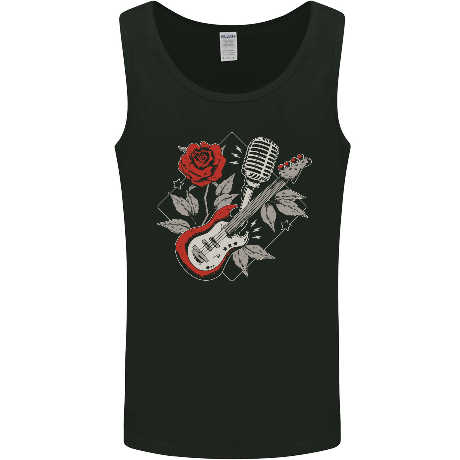 Rockabilly Guitar & Microphone Rock & Roll Mens Vest Tank Top