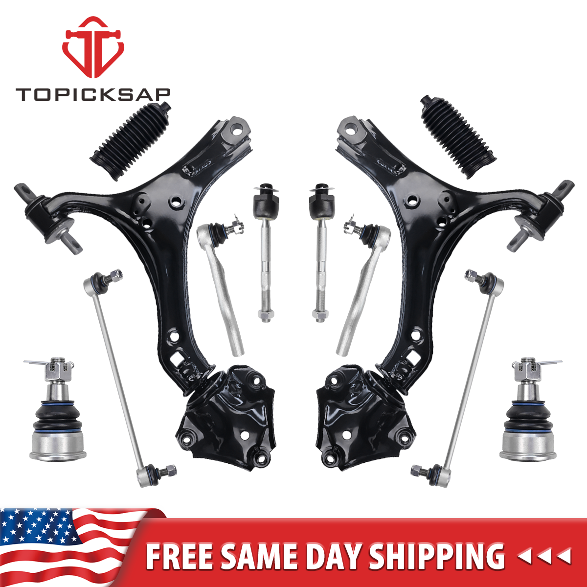 12PCS 20132017 Honda Accord Control Arm Ball Joint Tie Rod End Kit Set
