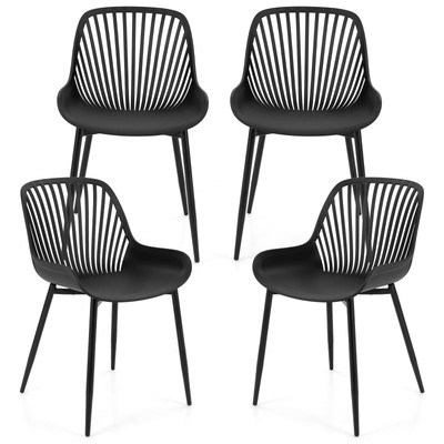 Black Dining Chairs Set of 4, Modern Kitchen Chairs w/Metal Legs, Cutout Back...