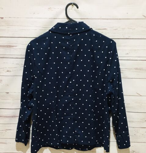 BLUE ILLUSION Light Jacket Blazer Linen Blend Size M (AU 12) Navy White Dot - Picture 6 of 7