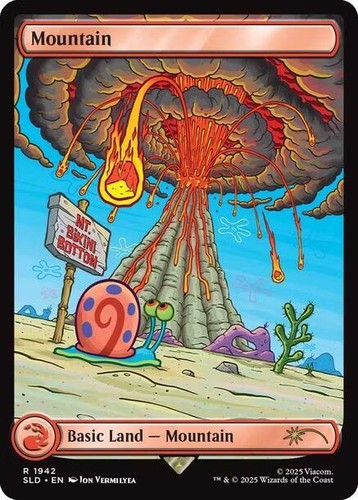 2025 MTG SECRET LAIR X SPONGEBOB SQUAREPANTS MOUNTAIN FOIL PSA 10