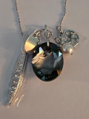 New Touchstone Crystal by Swarovski Kaput Charms Necklace 26'' Gray