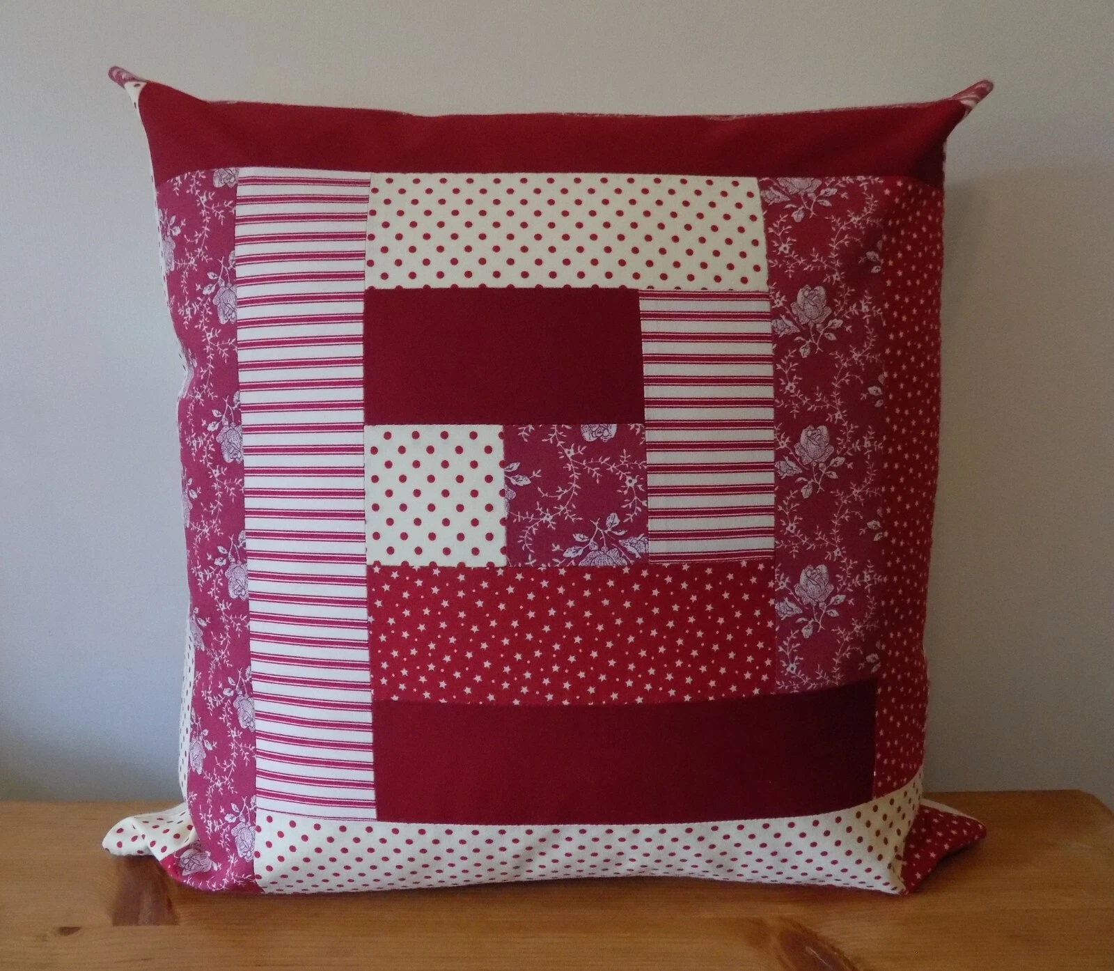 Handmade Patchwork Cushion Cover Log Cabin Decorative Throw Pillow Cotton 16"