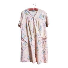 Vtg 80's Artistic Fantasy Robe Muumuu Coffee Cups House Coat Duster Snap M L