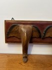 Vintage hand carved Wooden Triple ELEPHANT coat / cloth Hanger - From Thailand — photo 2