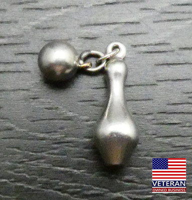 Vintage Sterling Silber Bowling Pin Kugel 3D Anhänger Charm