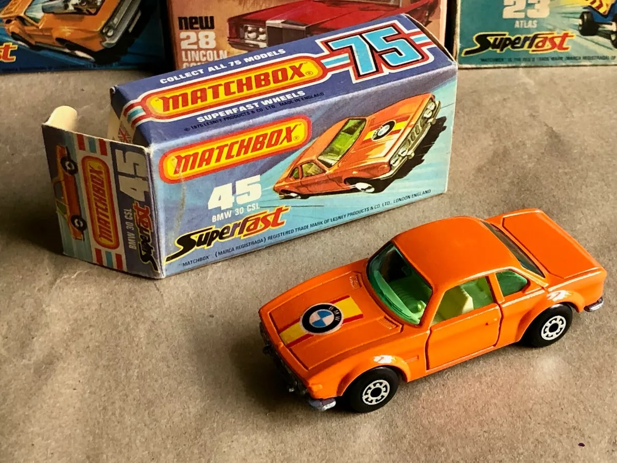 Matchbox Superfast 1 75 No 45 BMW 3.0 CSL Orange Green Glass Near