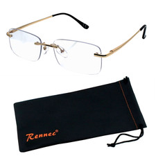 PC Computer Brille Blaulichtfilter Anti Blue Light Brille Rechteckig Rennec Gold