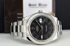 ROLEX 41mm 18kt White Gold & SS DateJust II Black Roman 116334 SANT BLANC 6