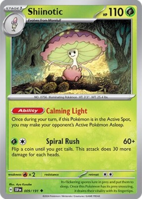 shiinotic pokemon card value - 194/191 - Surging Sparks This is of the Rare rarity. 2024 Pokemon Ssp En-surging Sparks