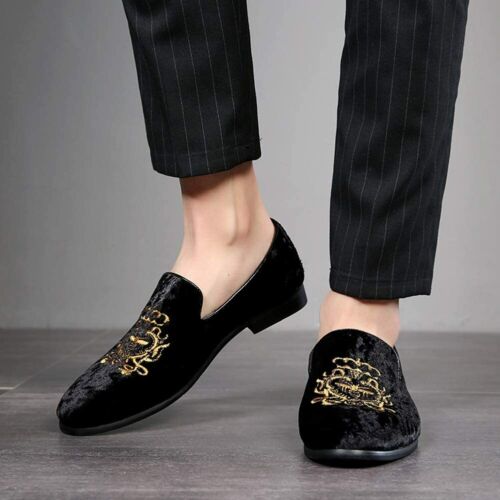 FLQL Men's Luxury Penny Velvet Slip-On Loafer Party Dancing Shoes Daily  Walking