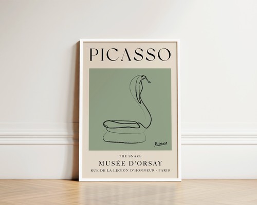 The Snake Pablo Picasso Animal Print Green Wall Art Line Drawing Poster Gifts - Picture 2 of 14