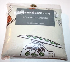 Essential Home Floral Multicolor Square PEVA Tablecloth  52 x 52"