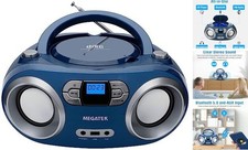 Portable CD Player Boombox with FM Radio, Bluetooth, USB Port, AUX Blue Jay