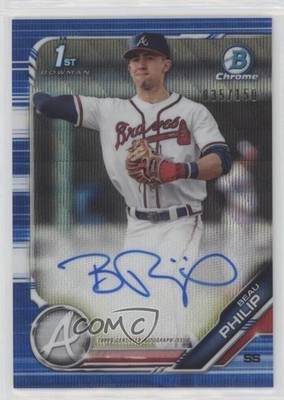 2019 Bowman Draft Chrome Pick Blue Wave Refractor 35/150 Beau Philip Auto 1p5