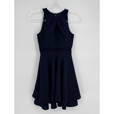 Emerald Sundae Navy Blue Sleeveless Bow Neck Fit Flare Dress XS