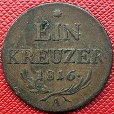 Austria, Empire 1816-A Copper 1 Kreuzer. Francis I. KM# 2113