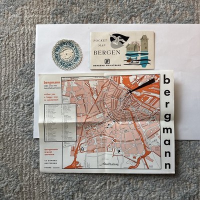 Vintage Bergan Norway  Pocket Map/Travel Guide! Norway 1963